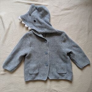 GAP 6-12 Months Blue Kids Boy Cardigan Sweater Shark Hood